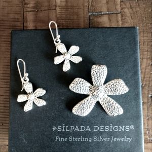 Three-piece .925 sterling silver necklace and earrings